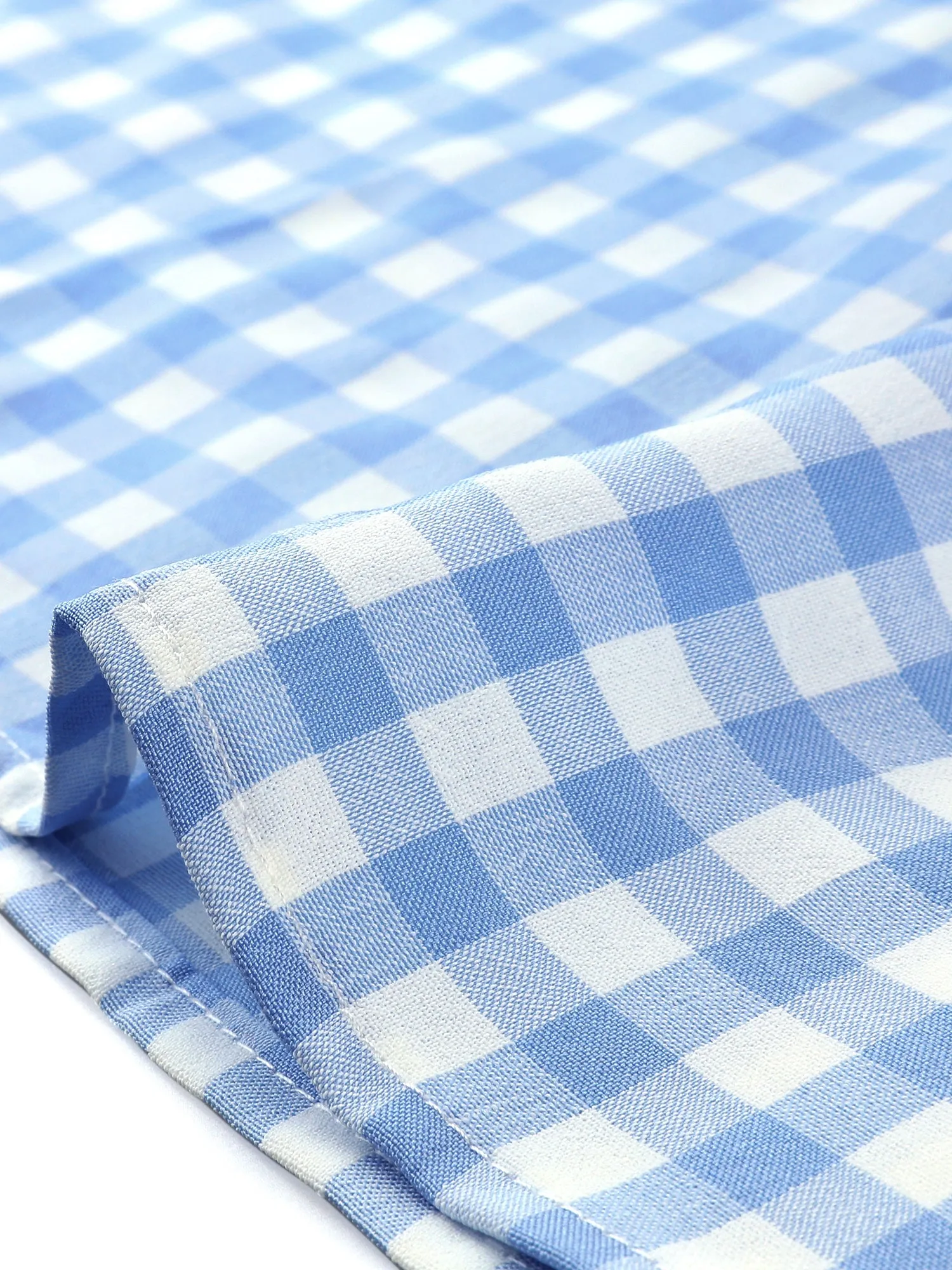 Summer Ruffle Neck Lace Panel Short Sleeve Check Gingham Dress sold by Allegra K product image thumbnail 5