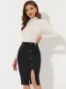 Basic Stretchy Split Ribbed Knit Pencil Bodycon Skirt sold by Allegra K