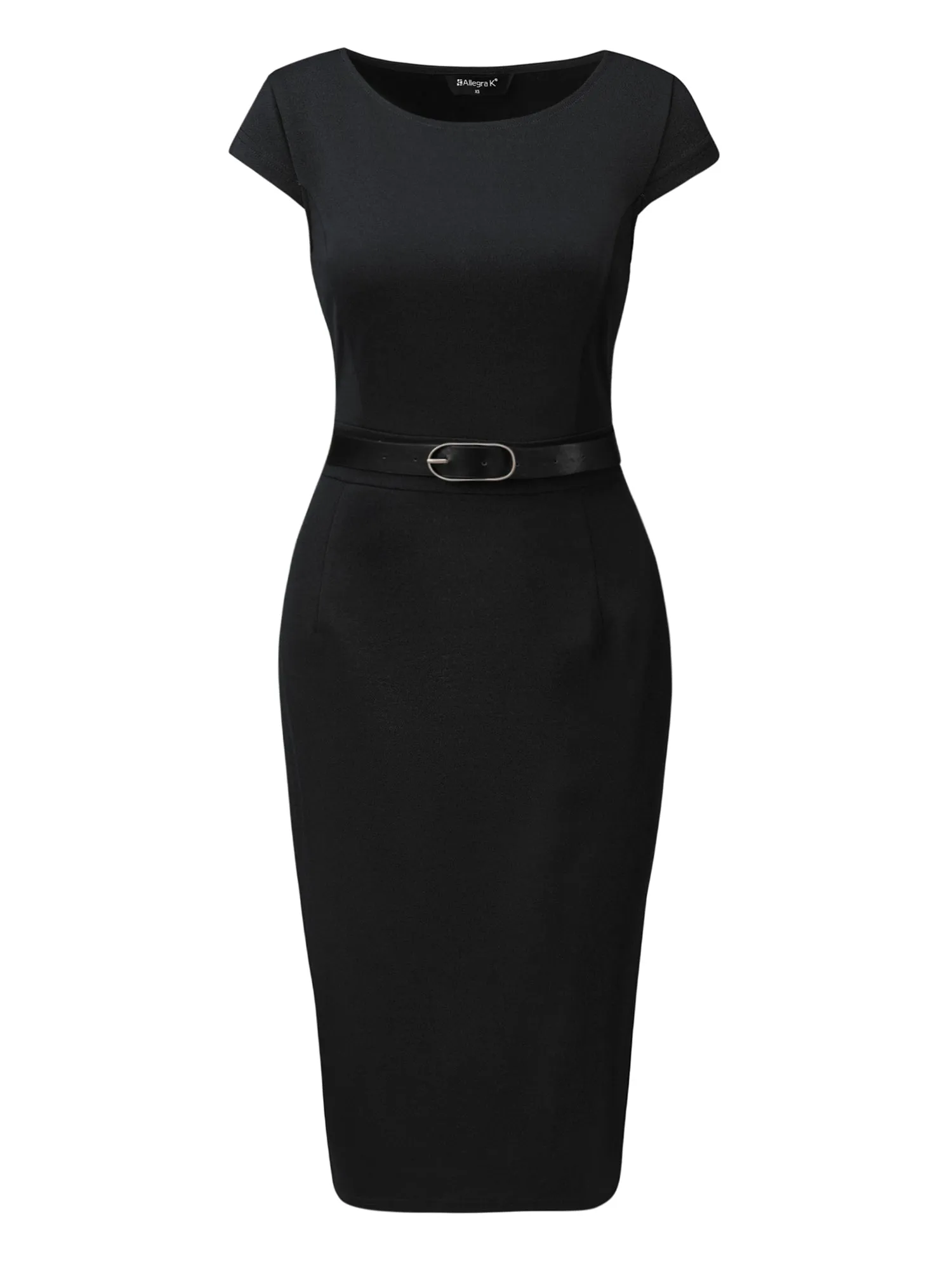 Elegant Dress Cap Sleeve Office Work Belted Sheath Dress sold by Allegra K product image thumbnail 5
