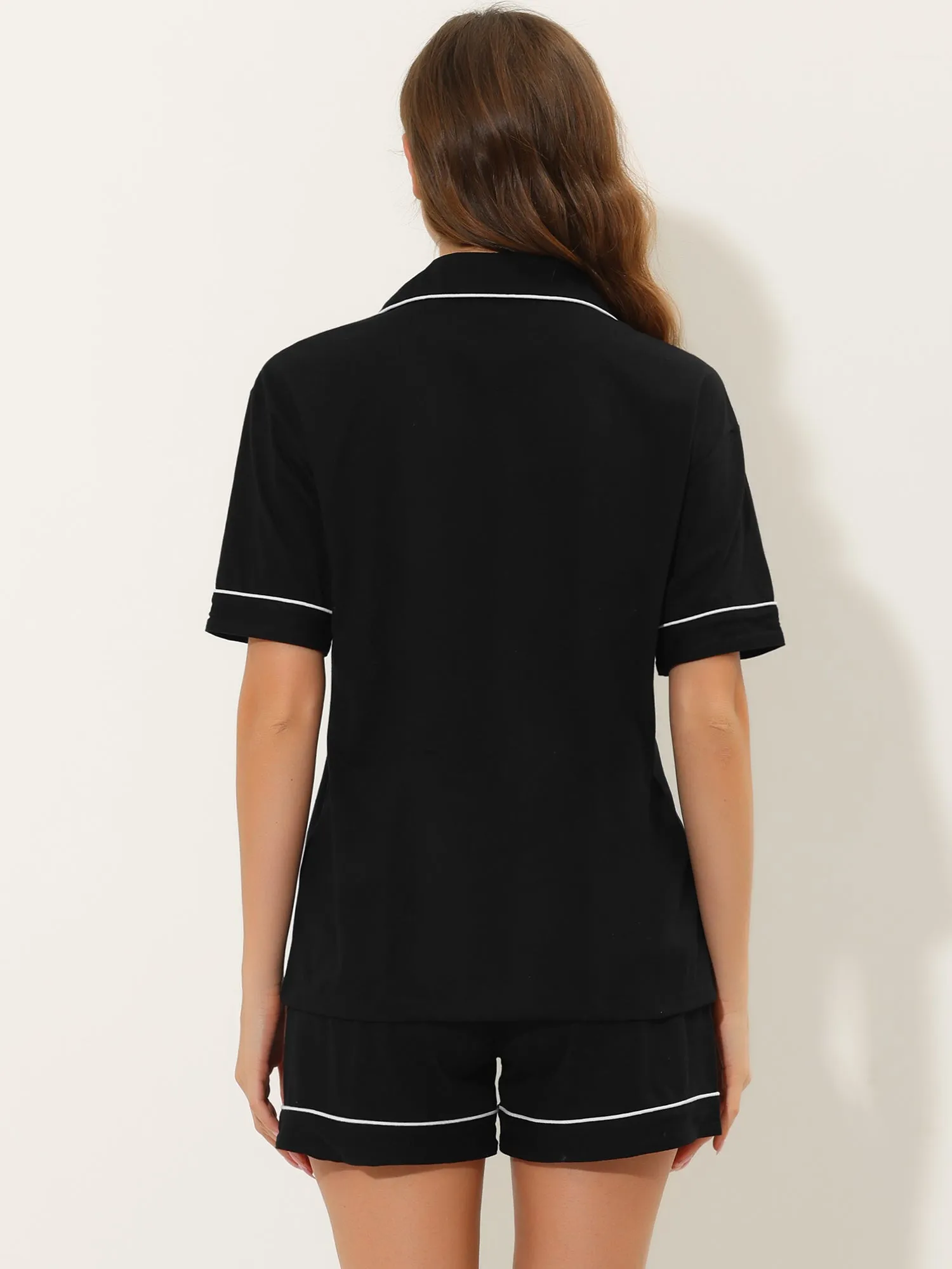 Lounge Sleepwear Button Down Shirt Shorts Summer Pajamas Sets sold by Allegra K product image thumbnail 3