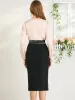Pencil Work Slit High Waist Below Knee Skirt sold by Allegra K