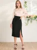 Pencil Work Slit High Waist Below Knee Skirt sold by Allegra K