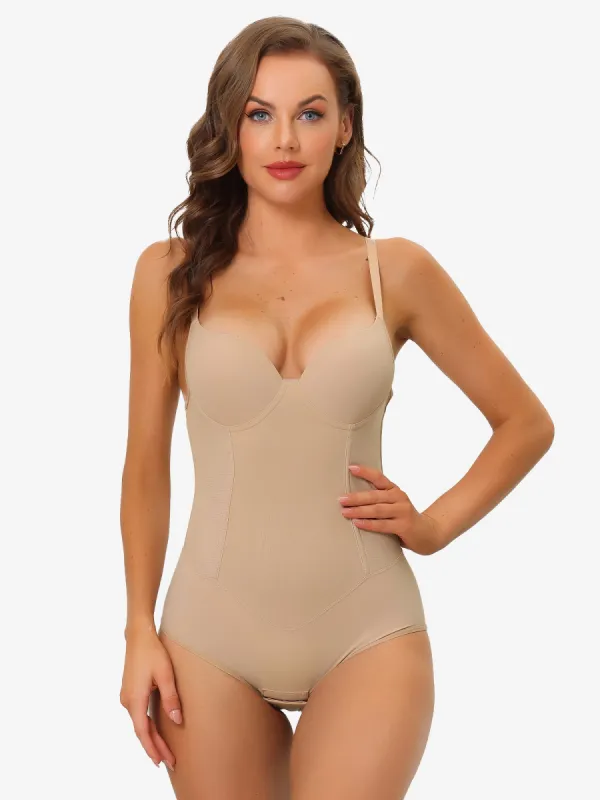 Women's Adjustable Shoulder Strap Full Bodysuit Waist Trainer Tummy Control Shaping Leotard Jumpsuit Tops sold by Allegra K