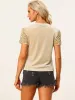Glitter Sequin Velvet Crew Neck Short Sleeve Party Clubwear Blouse sold by Allegra K