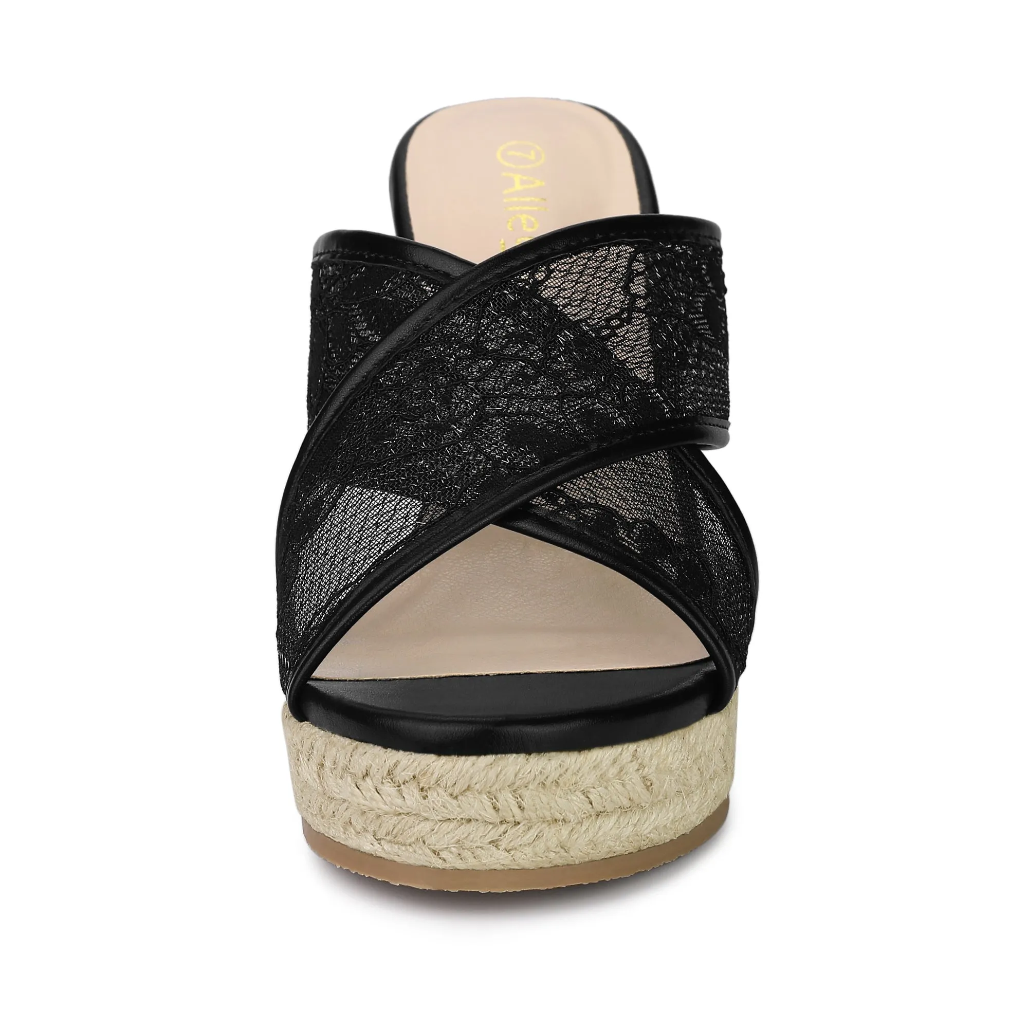 Lace Crisscross Strap Slide Wedge Espadrilles Sandals sold by Allegra K product image thumbnail 3