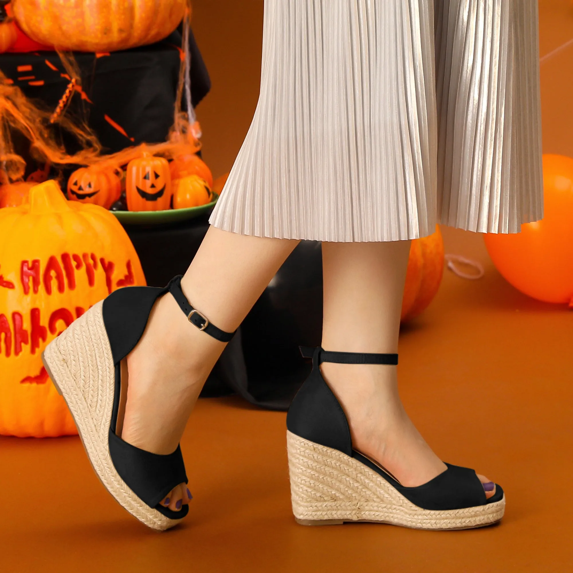 Espadrille Platform Ankle Strap Wedge Heel Sandals sold by Allegra K product image thumbnail 3