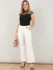 Mesh Cap Sleeve Keyhole Back Retro Vintage Blouse Top sold by Allegra K