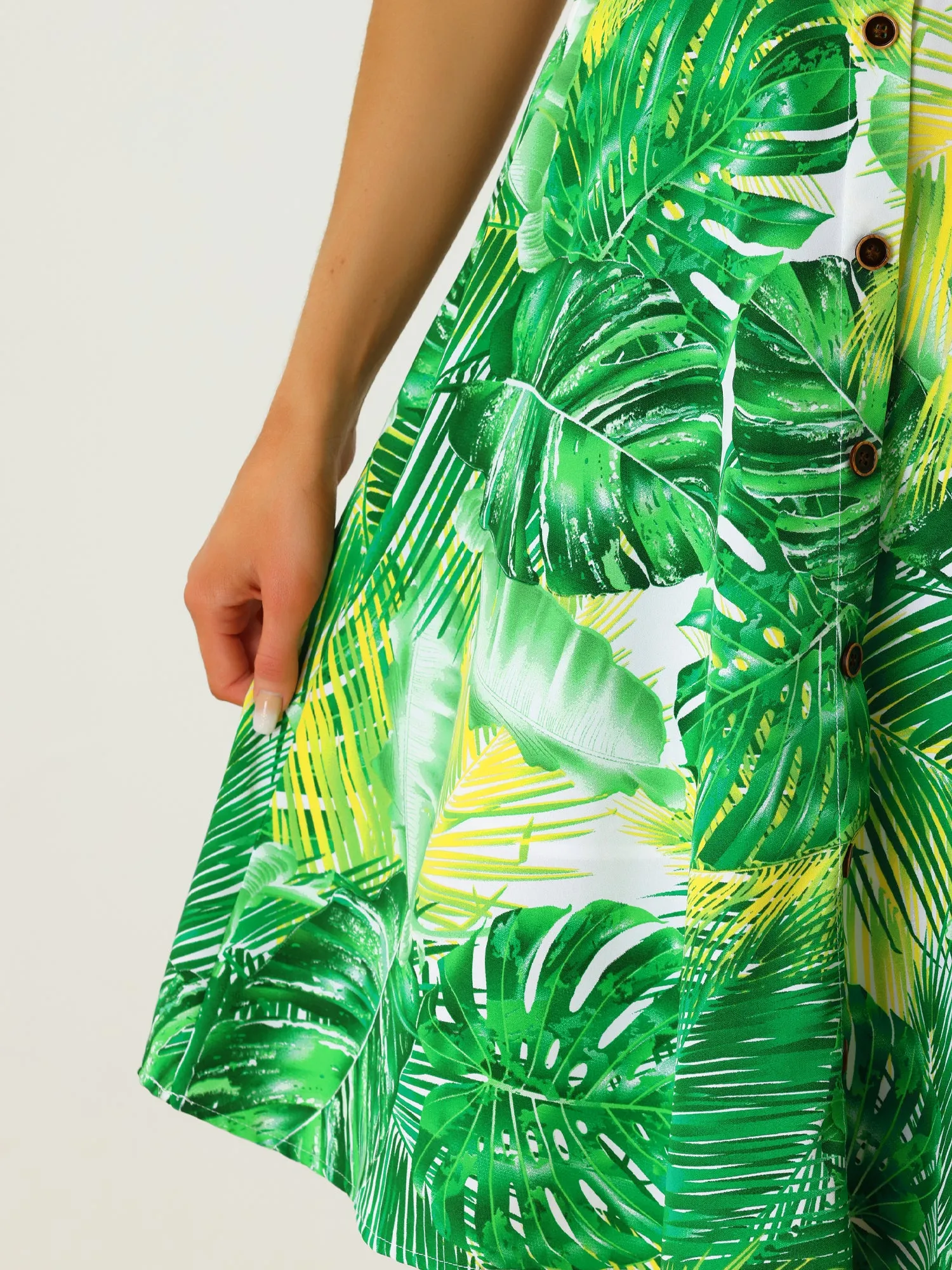 Tie Knot Tropical Print Twist Front Sleeveless Midi Cami Dress Sundress sold by Allegra K product image thumbnail 3