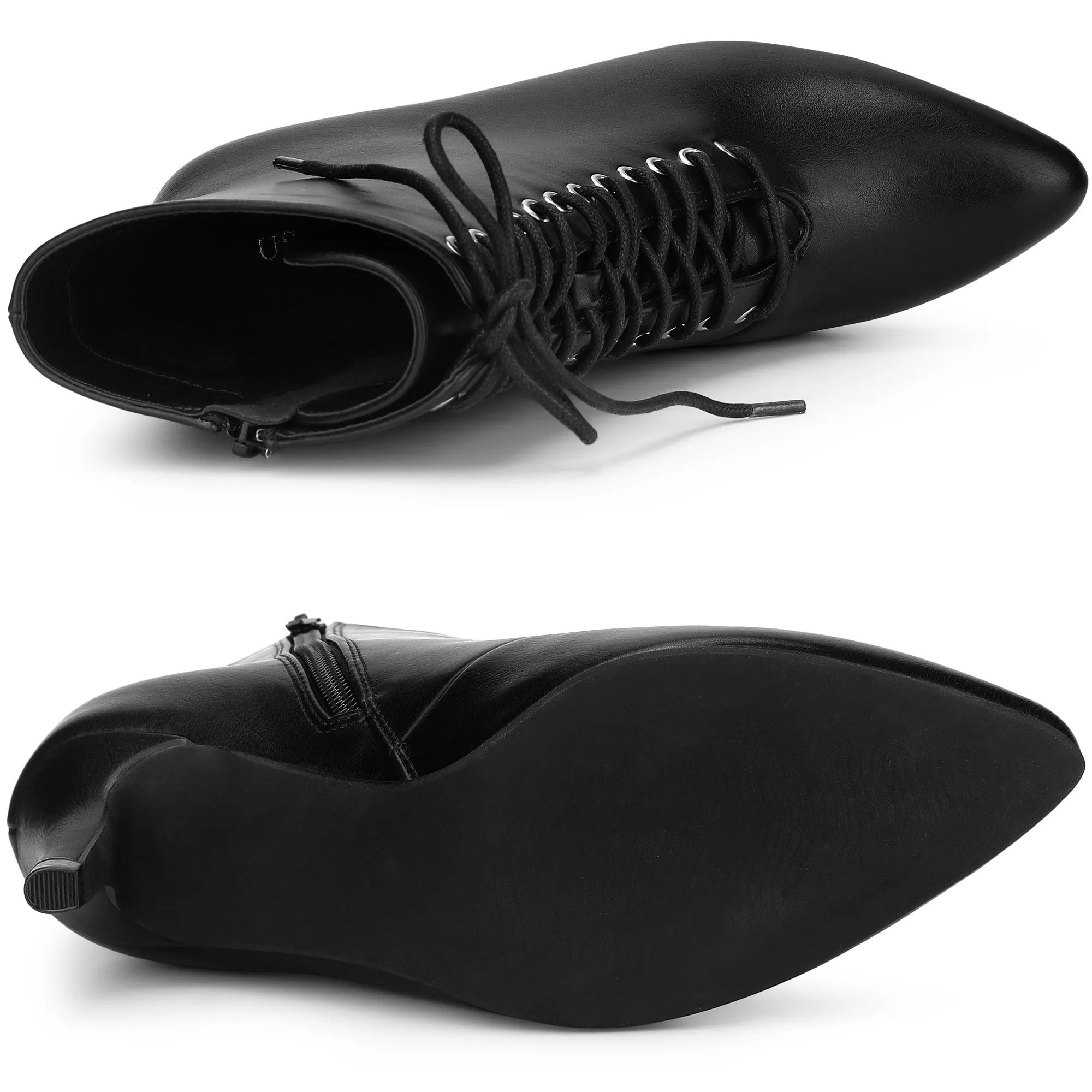 Women's Lace Up Pointed Toe Stiletto Heels Ankle Boots sold by Allegra K product image thumbnail 4