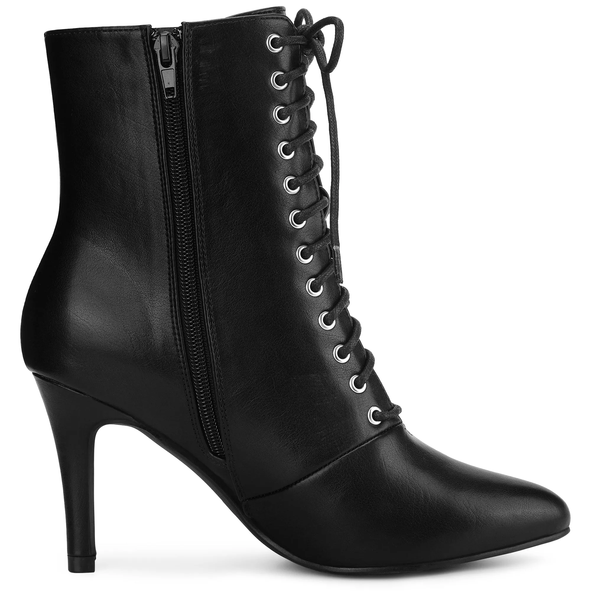 Women's Lace Up Pointed Toe Stiletto Heels Ankle Boots sold by Allegra K product image thumbnail 5
