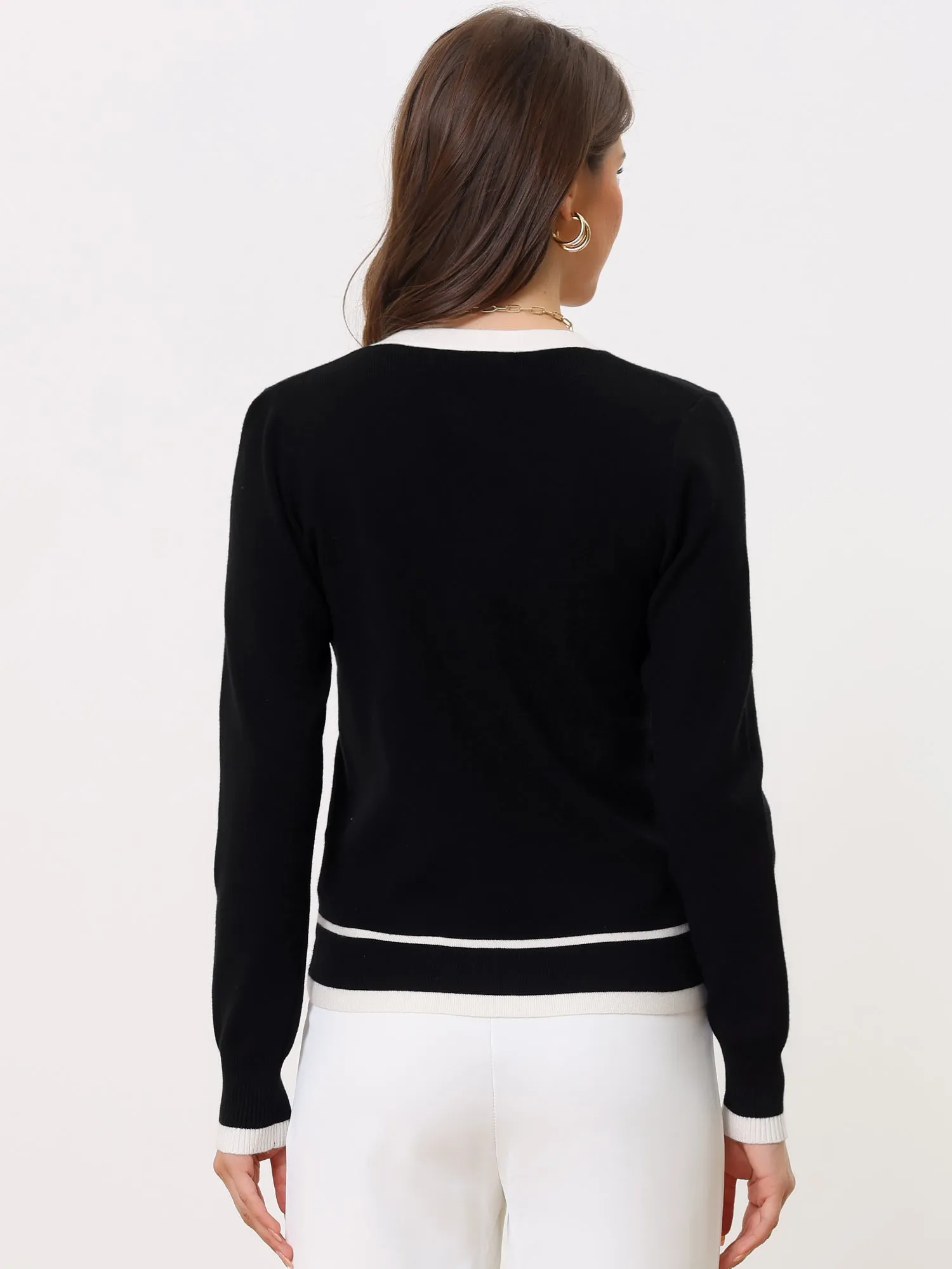 Long Sleeve Button Down Classic V Neck Sweater Knit Cardigan sold by Allegra K product image thumbnail 4