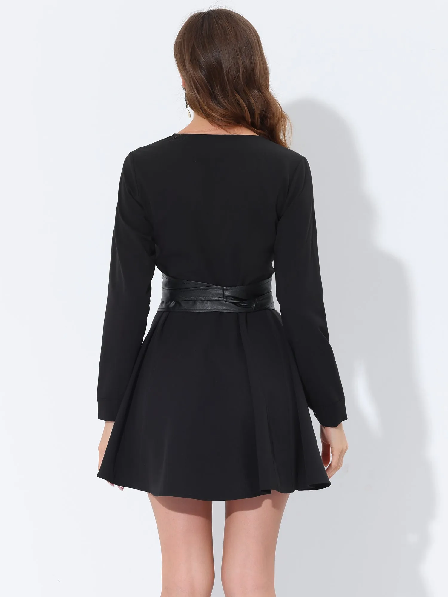 Casual Long Sleeve Round Neck Button Down Belted Shirt Dresses sold by Allegra K product image thumbnail 2