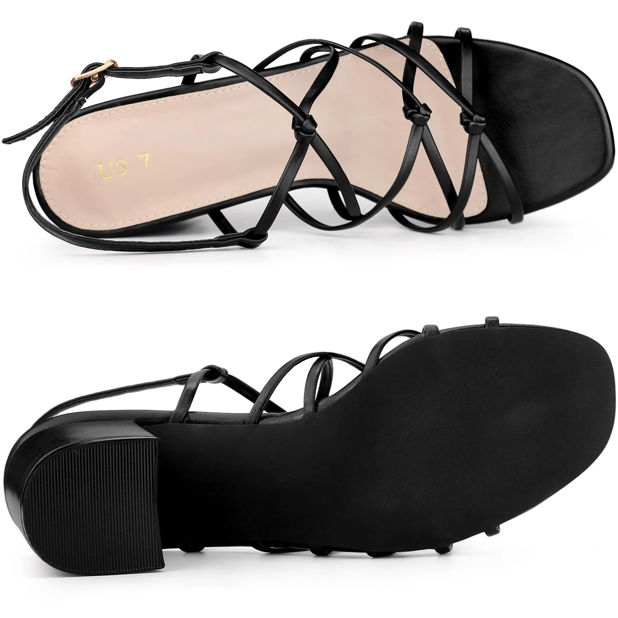 Women's Open Toe Knots Ankle Strap Chunky Heels Sandals sold by Allegra K product image thumbnail 5