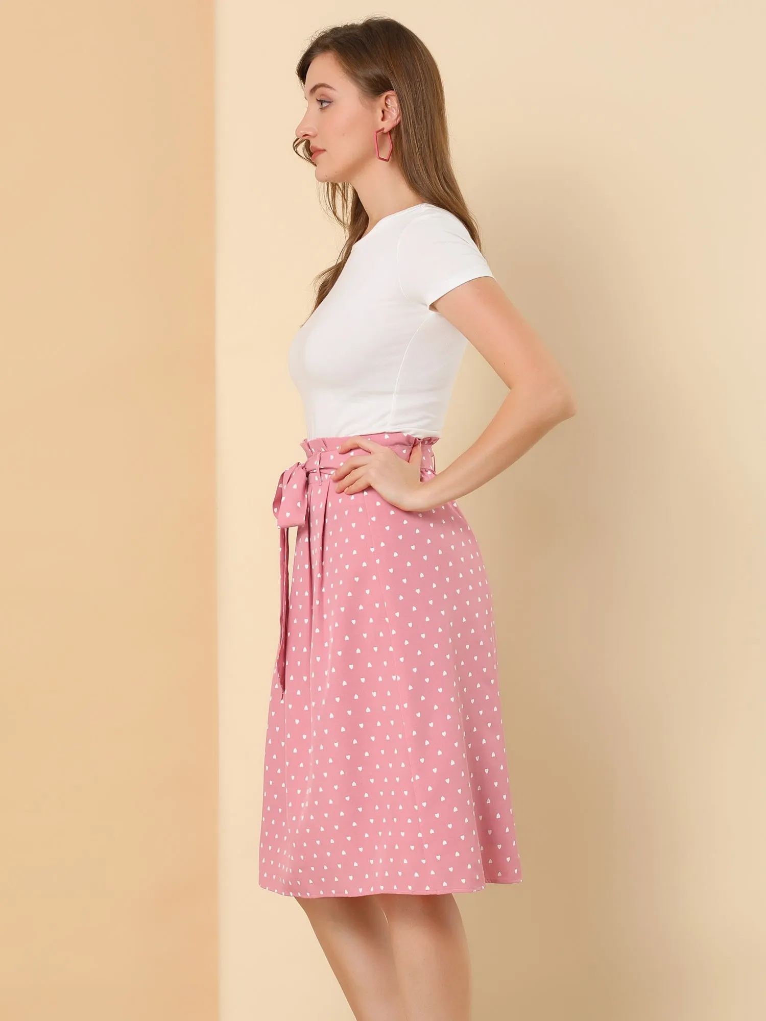 Vintage Belted Elastic High Waist A-Line Printed Midi Skirt sold by Allegra K product image thumbnail 3