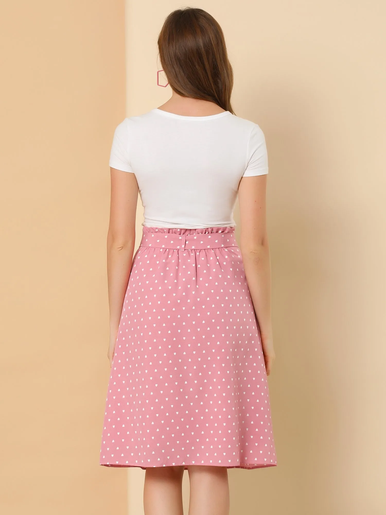 Vintage Belted Elastic High Waist A-Line Printed Midi Skirt sold by Allegra K product image thumbnail 4