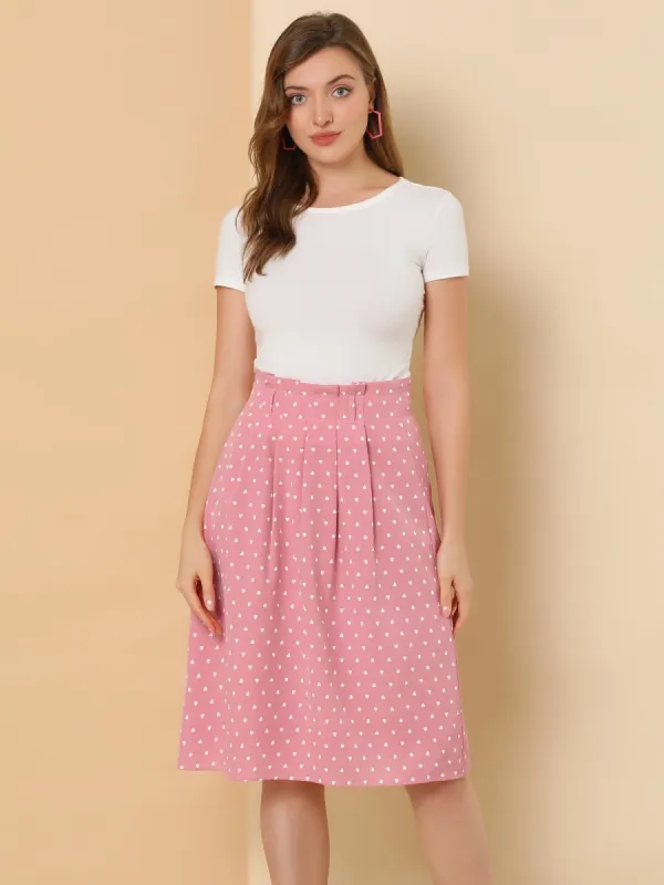 Vintage Belted Elastic High Waist A-Line Printed Midi Skirt sold by Allegra K