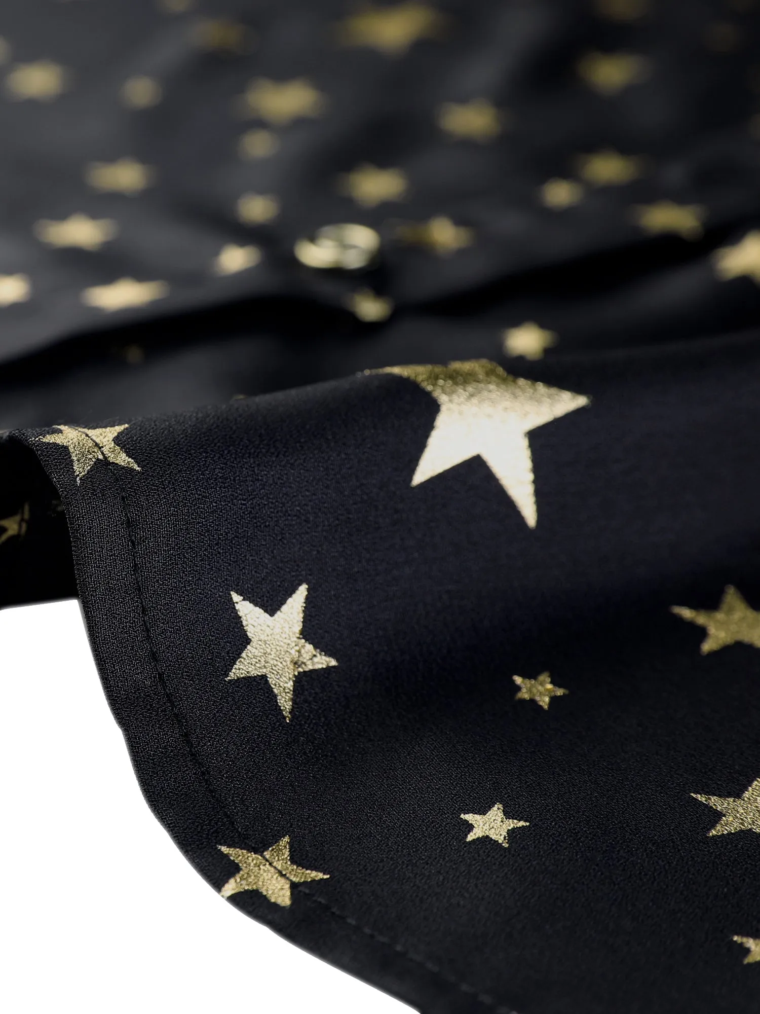 Vintage Shirt Metallic Stars Gilding Shiny Long Sleeve Blouse sold by Allegra K product image thumbnail 4