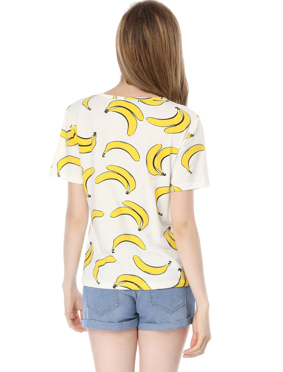 Summer Fruit Print Top Round Neck Short Sleeve Cute T-Shirt sold by Allegra K product image thumbnail 5