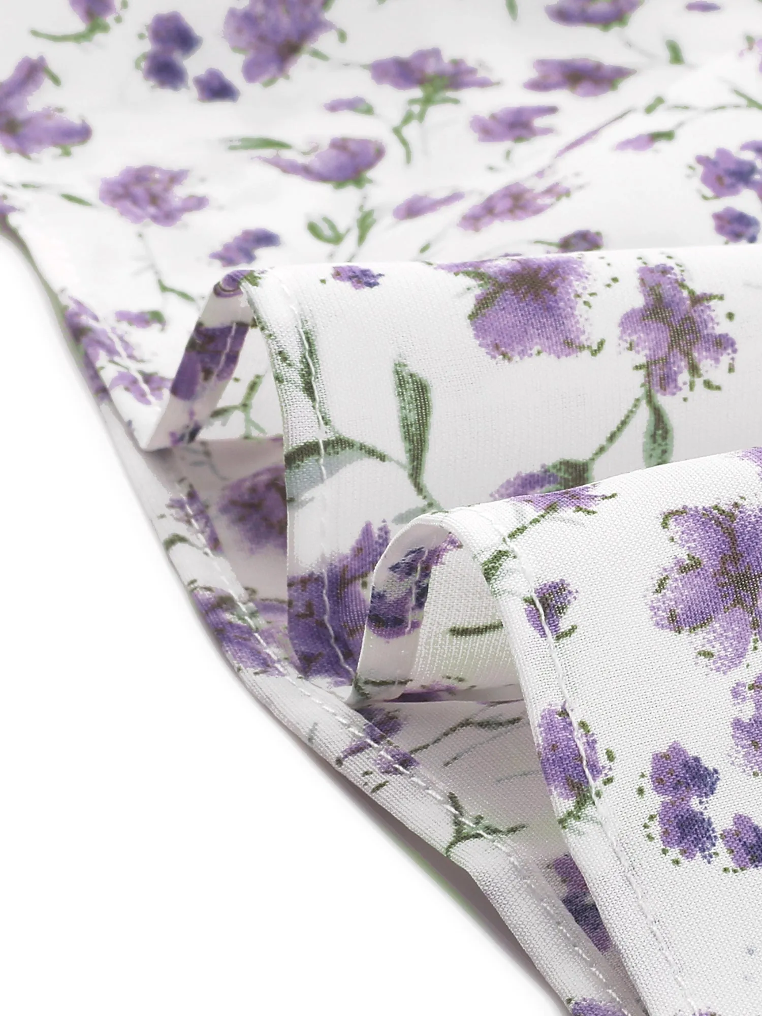 Square Neck Flowy Ruffle Trim A-line Short Sleeve Floral Dress sold by Allegra K product image thumbnail 5