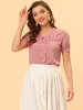 Polka Dot Peter Pan Collar Rockabilly Puff Short Sleeve Shirt sold by Allegra K