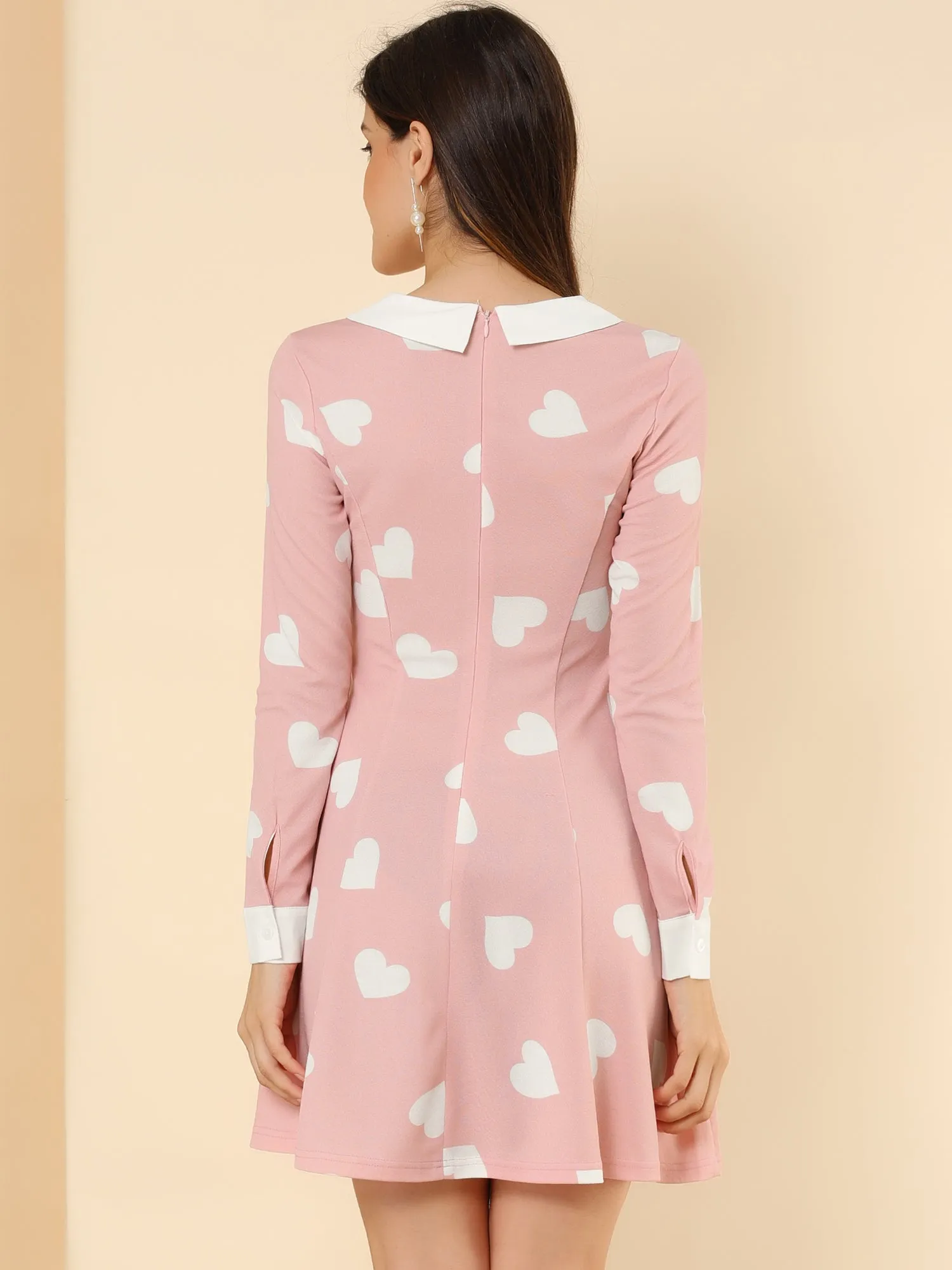 Peter Pan Collar Contrast Printed A-Line Short Dress sold by Allegra K product image thumbnail 5