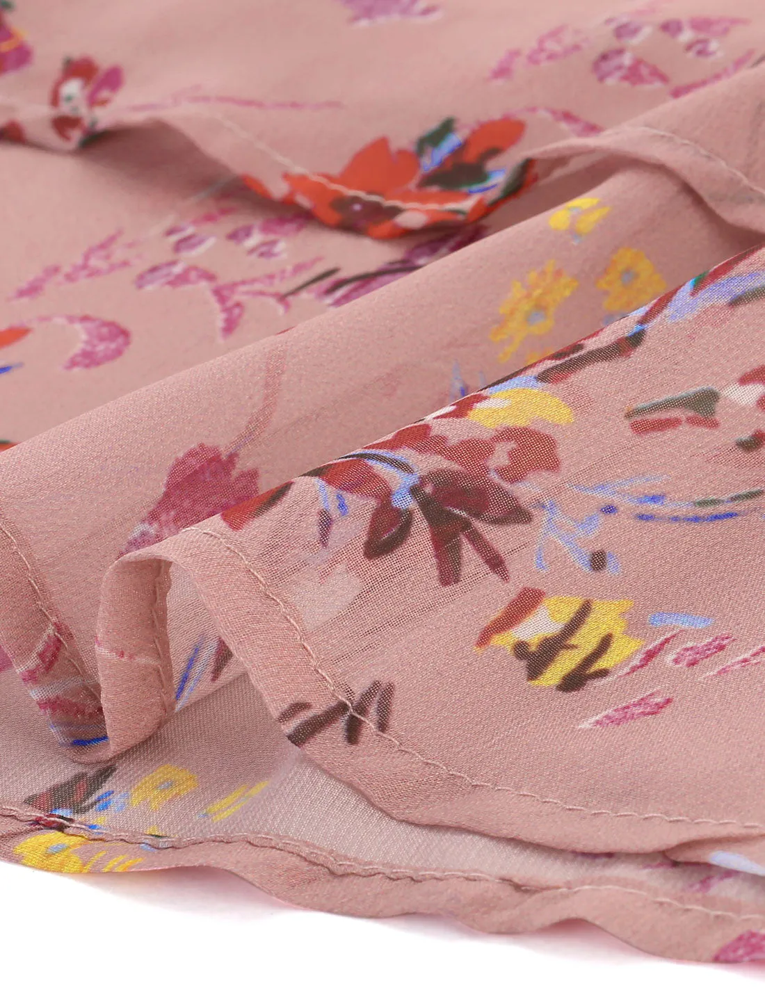 Layered Ruffled Long Sleeve Floral Chiffon Mini Dress sold by Allegra K product image thumbnail 5