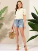 Floral Peter Pan Collar Lace Trim Ruffle Sleeve Blouse sold by Allegra K