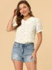 Floral Peter Pan Collar Lace Trim Ruffle Sleeve Blouse sold by Allegra K