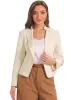 Long Sleeve Lapel Button Pockets Casual Work Cropped Blazer sold by Allegra K