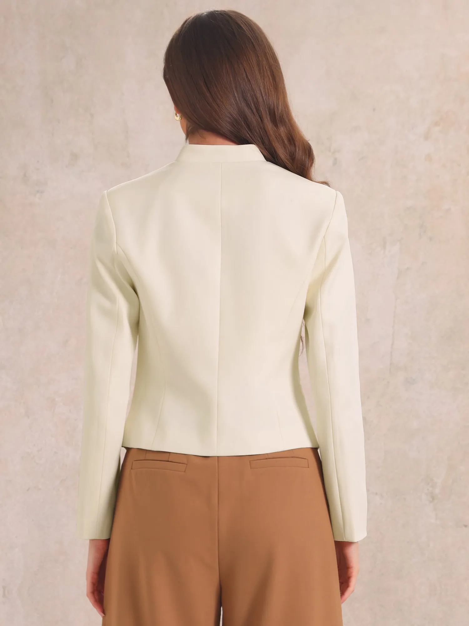 Long Sleeve Lapel Button Pockets Casual Work Cropped Blazer sold by Allegra K product image thumbnail 3