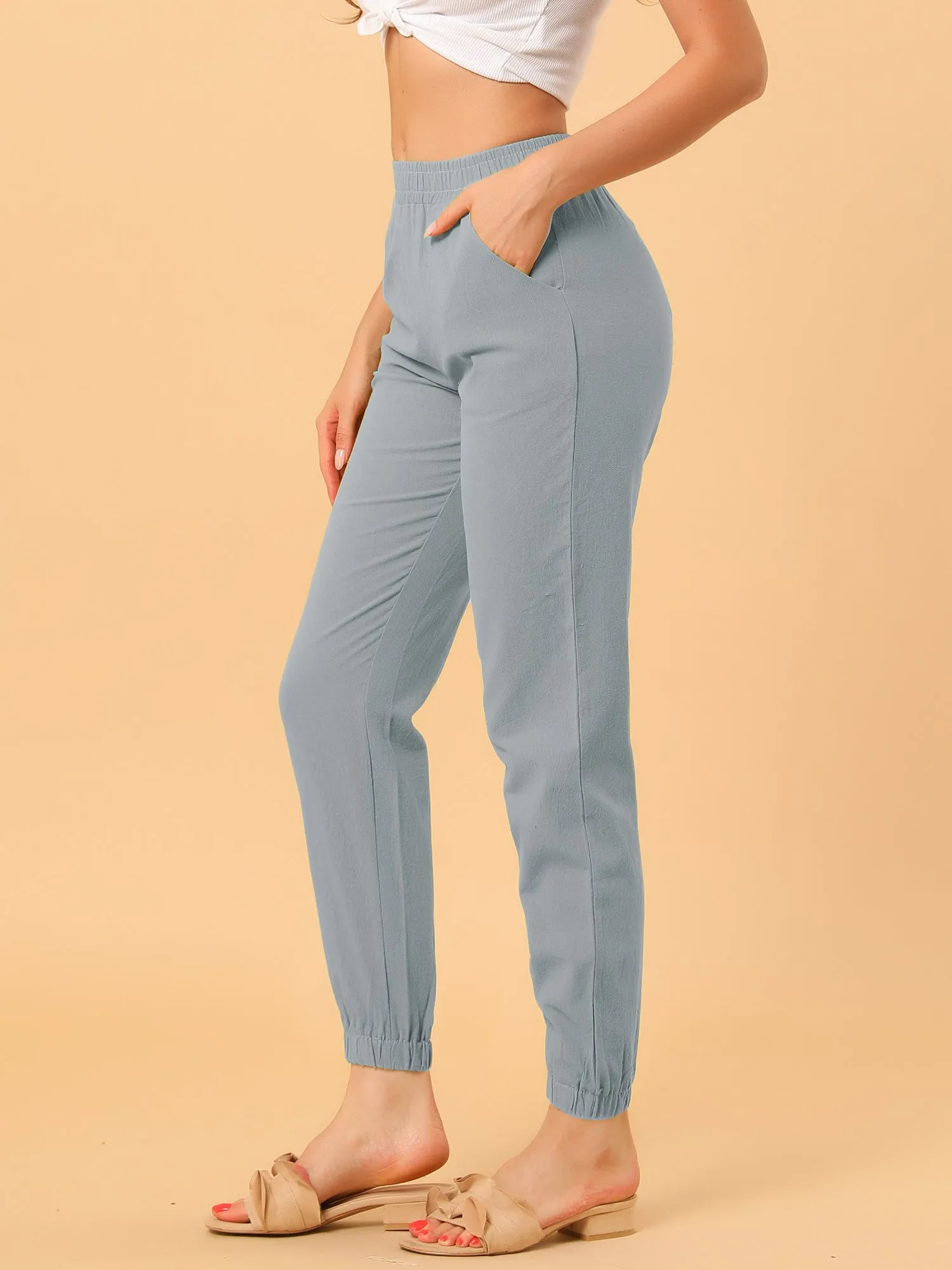 Casual Elastic Waist Long Trousers Cotton Pockets Joggers Pants sold by Allegra K product image thumbnail 4
