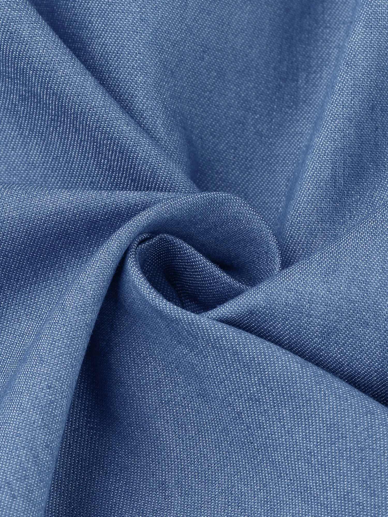 Chambray Shirt Peter Pan Collar Puff Sleeve Vintage Denim Blouse sold by Allegra K product image thumbnail 4