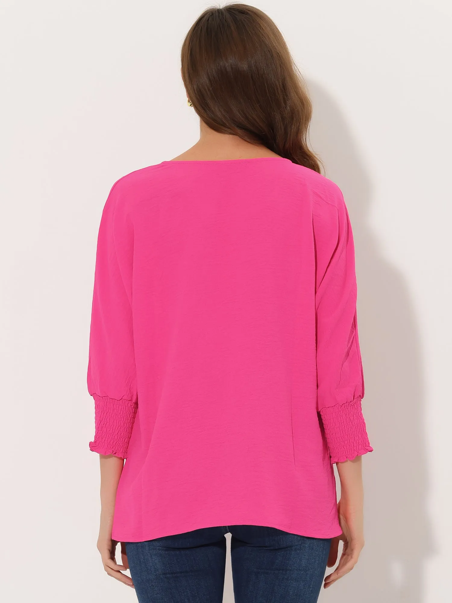 Puff Sleeve Blouse Round Neck Short Sleeve Blouse sold by Allegra K product image thumbnail 3