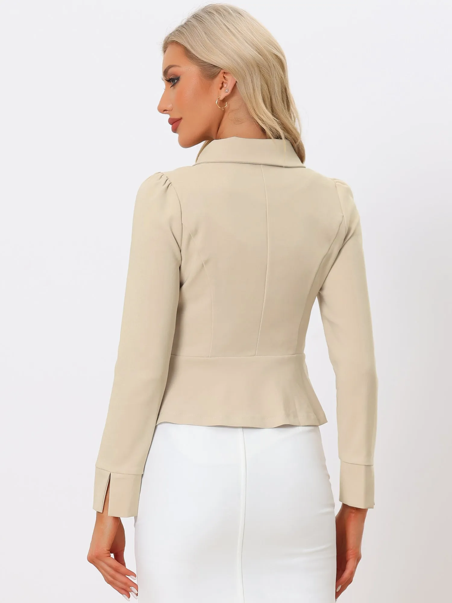 Peplum Peter Pan Collar Ruffle Hem Elegant Office Work Blazer sold by Allegra K product image thumbnail 2