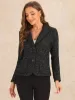 Plaid Tweed Notched Lapel Button Long Sleeve Blazer Jackets sold by Allegra K