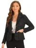 Plaid Tweed Notched Lapel Button Long Sleeve Blazer Jackets sold by Allegra K