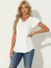 Flare Sleeves Pleated Casual V Neck Tunic Blouse sold by Allegra K