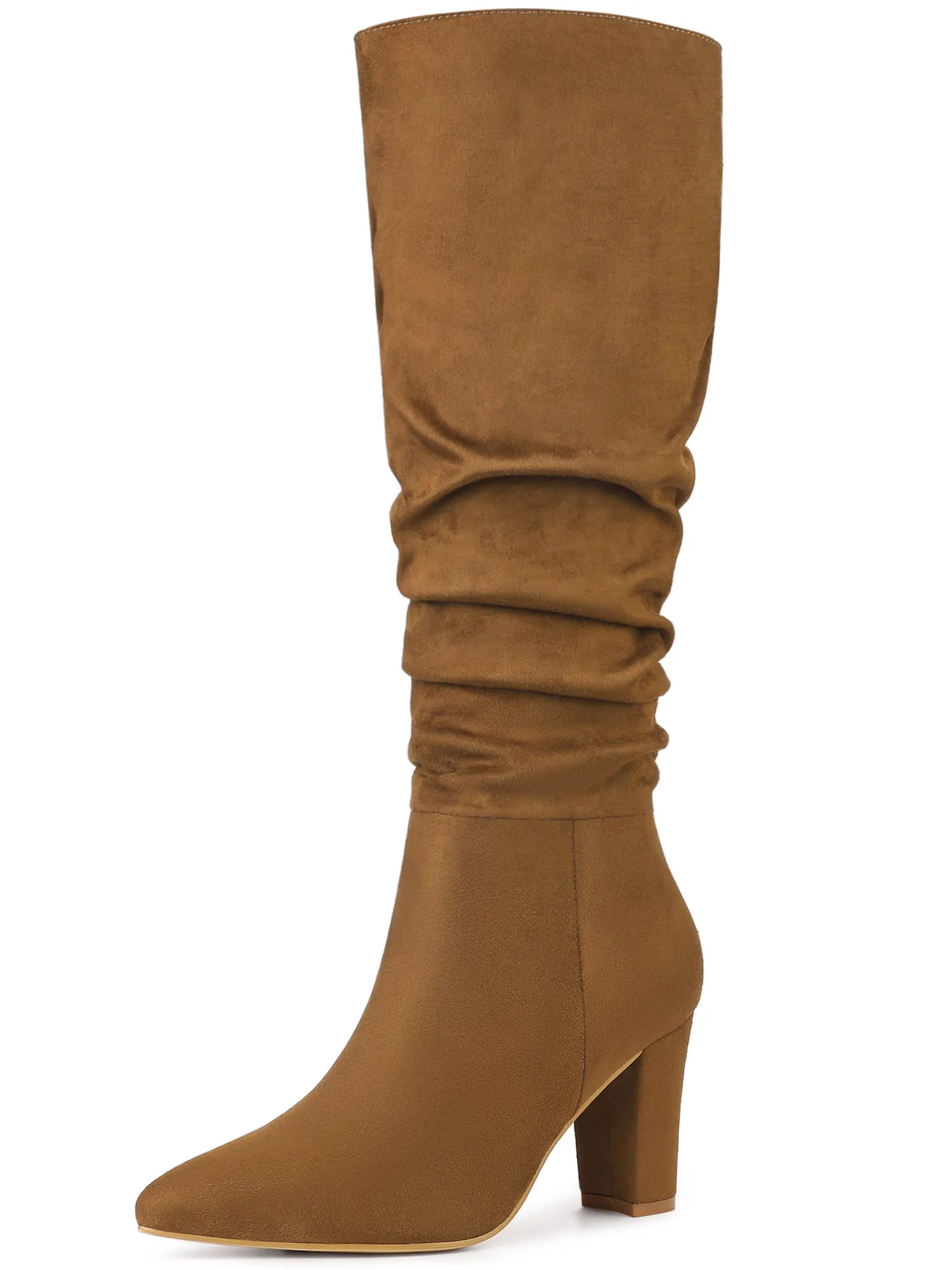 Slouchy Pointed Toe Chunky Heel Knee High Boots sold by Allegra K product image thumbnail 2