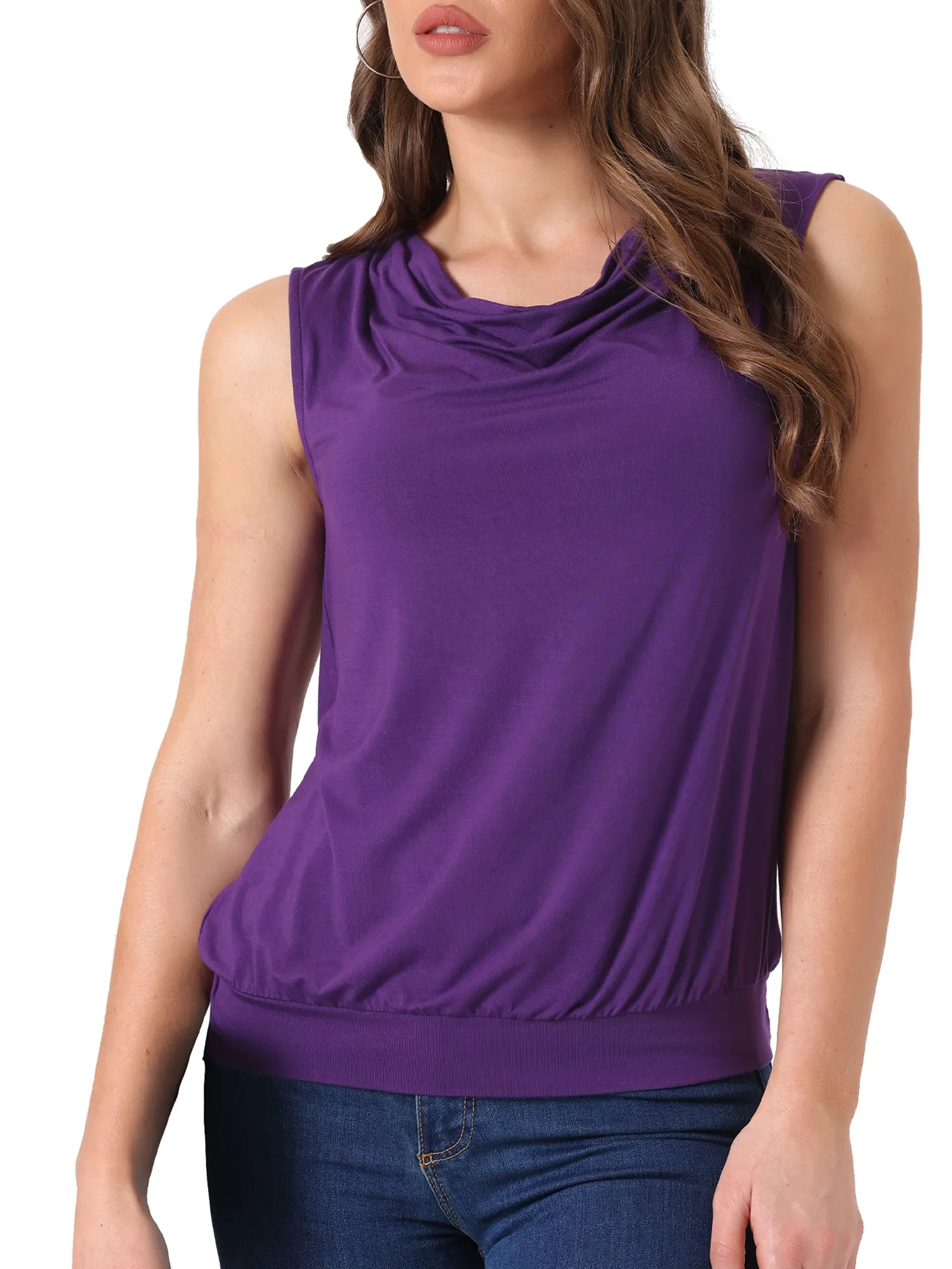 Sleeveless Tops Cowl Neck Lightweight Casual Blouse sold by Allegra K product image thumbnail 5