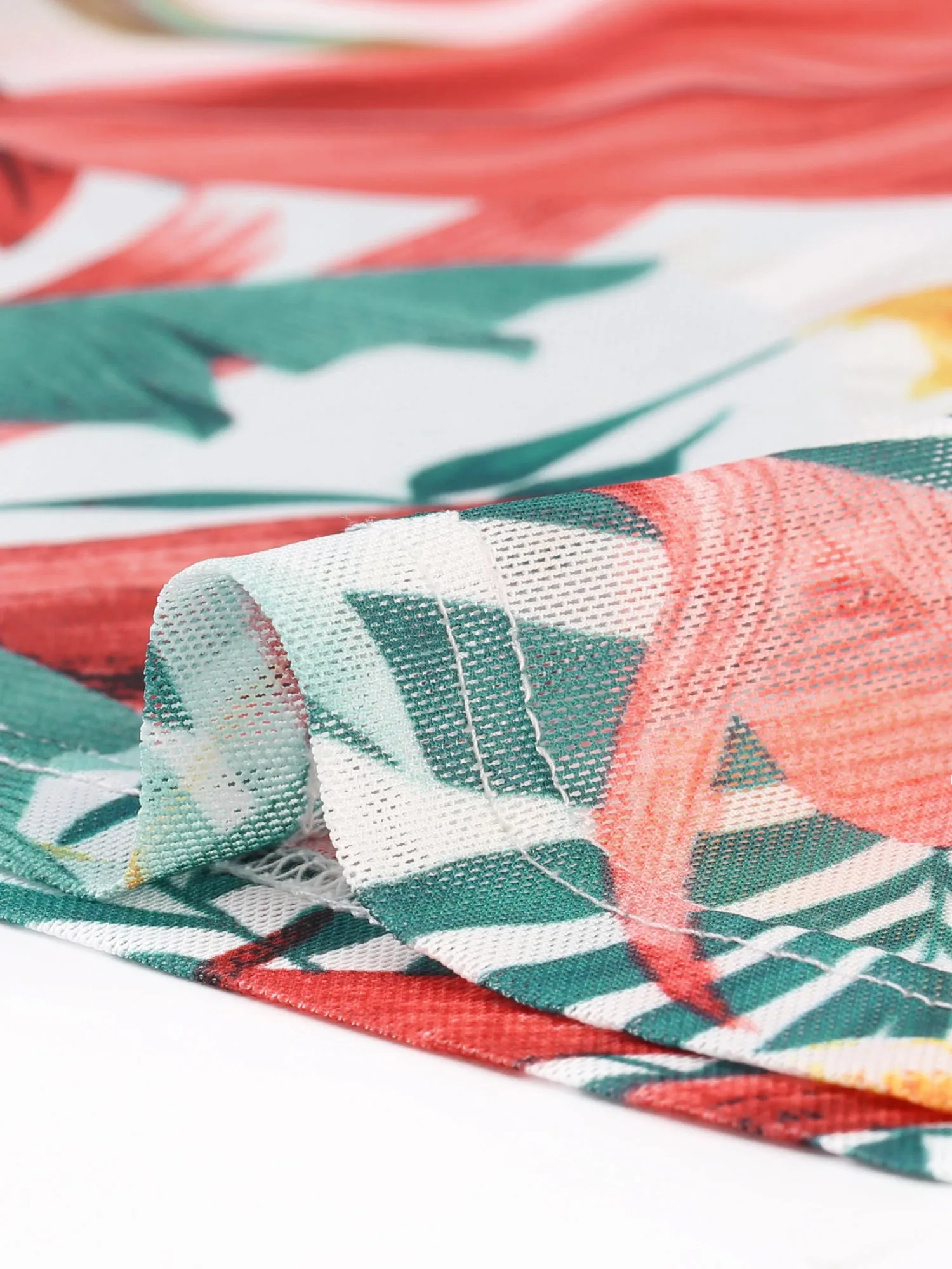 Hawaiian Sheer Short Sleeve Leaves Print Tropical Crop Top sold by Allegra K product image thumbnail 4