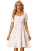 Floral Lace Up Smocked Back Ruffle Summer A-Line Midi Dress sold by Allegra K