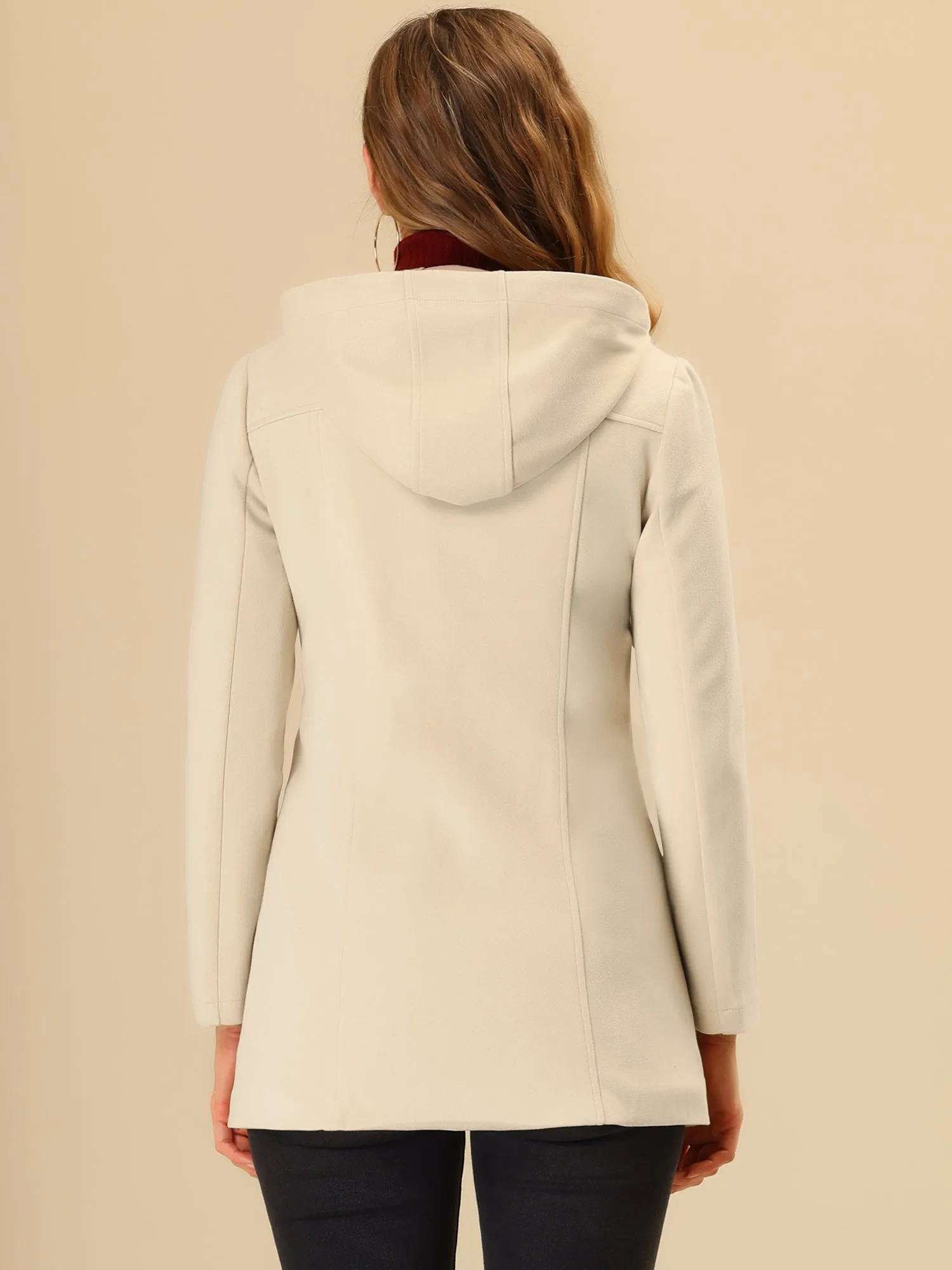 Toggle Duffle Peacoat Hooded Outwear Casual Winter Coat sold by Allegra K product image thumbnail 3