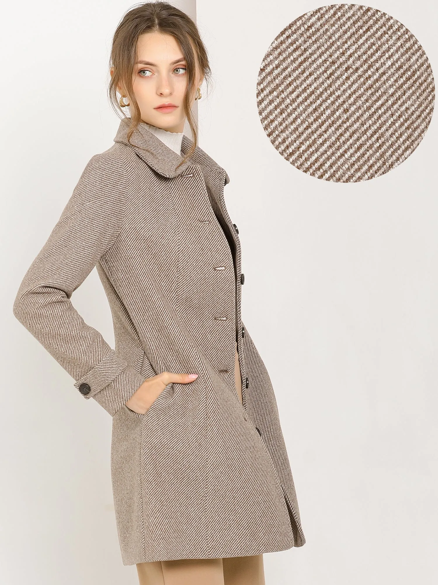 Peter Pan Collar Single Breasted Overcoat Winter Long Coat sold by Allegra K product image thumbnail 2