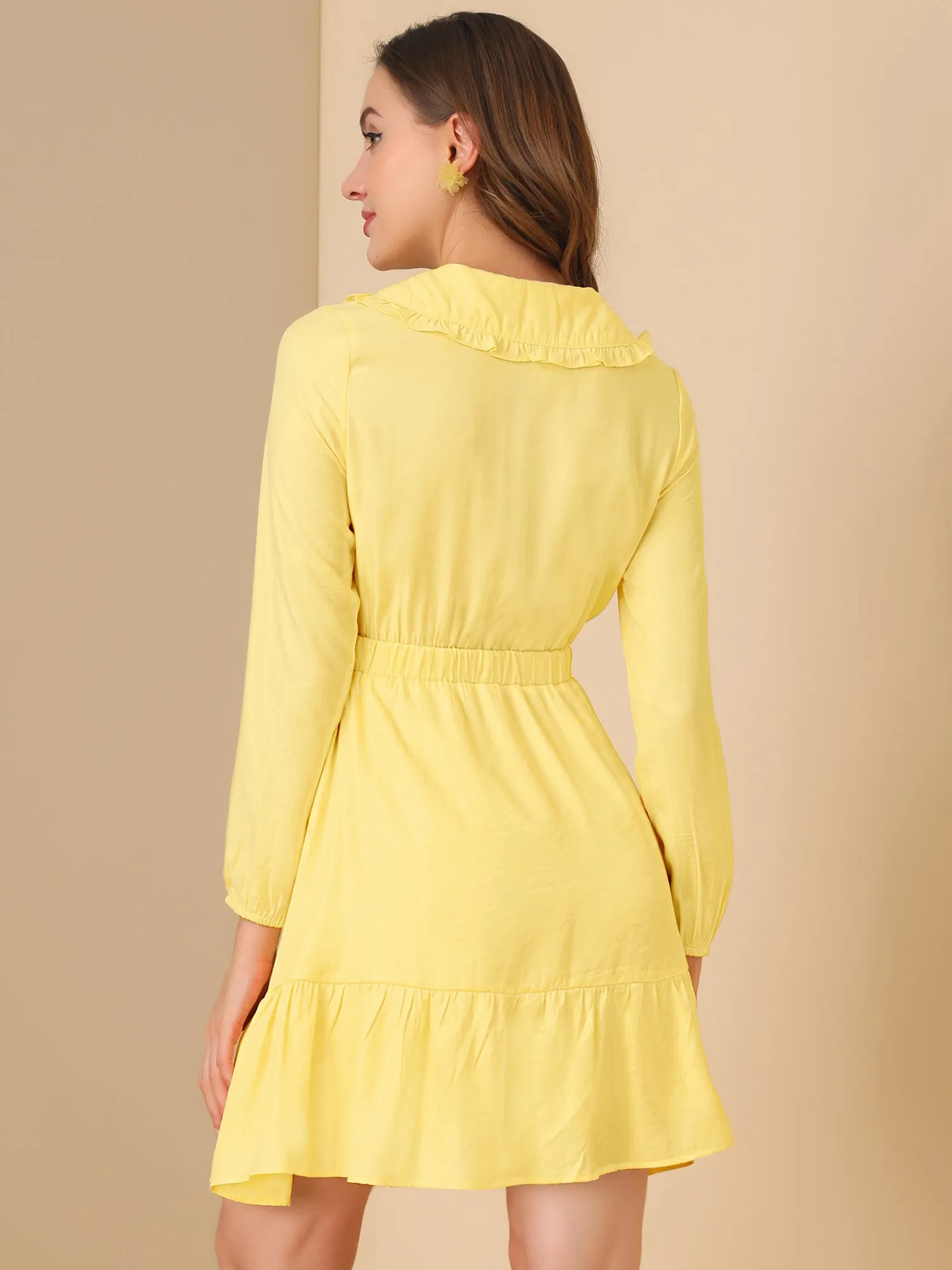 Casual Above Knee Ruffle Hem A-Line Long Sleeve Dress sold by Allegra K product image thumbnail 5
