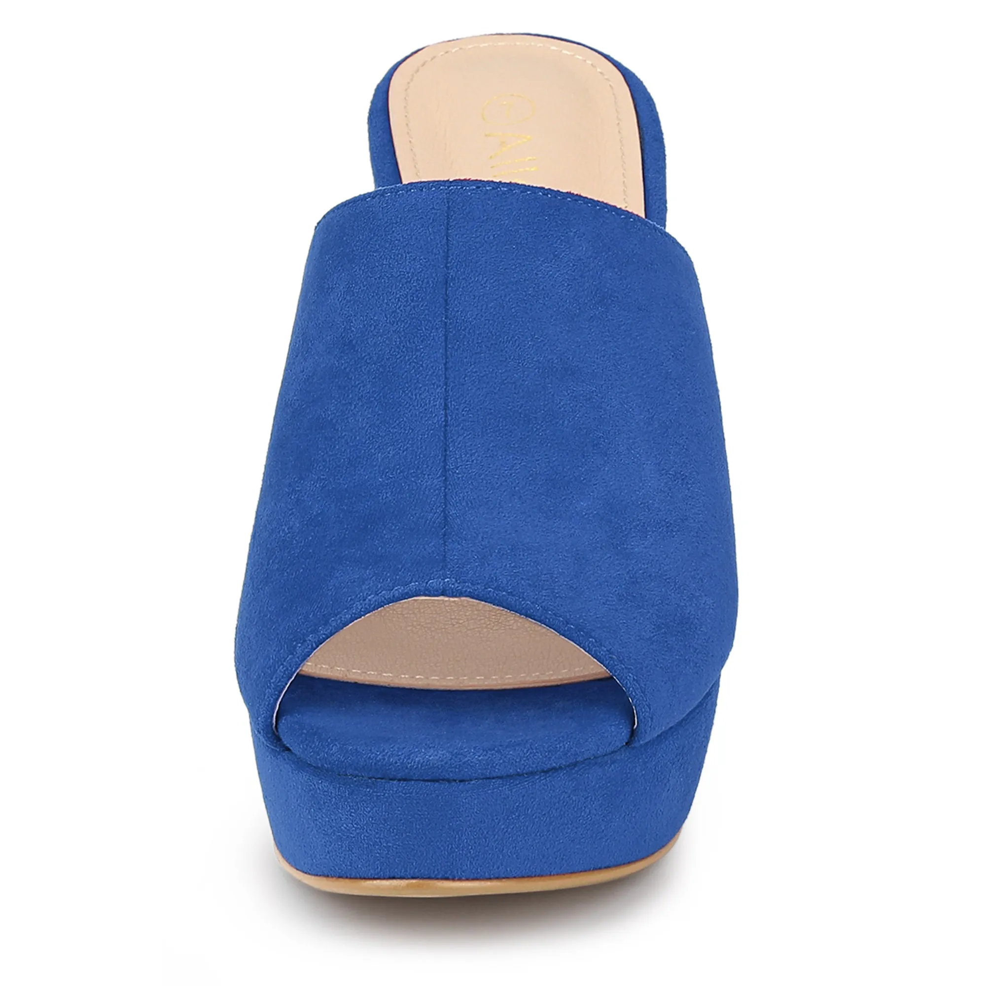 Faux Suede Open Toe Platform Chunky Heel Slide Sandals sold by Allegra K product image thumbnail 2