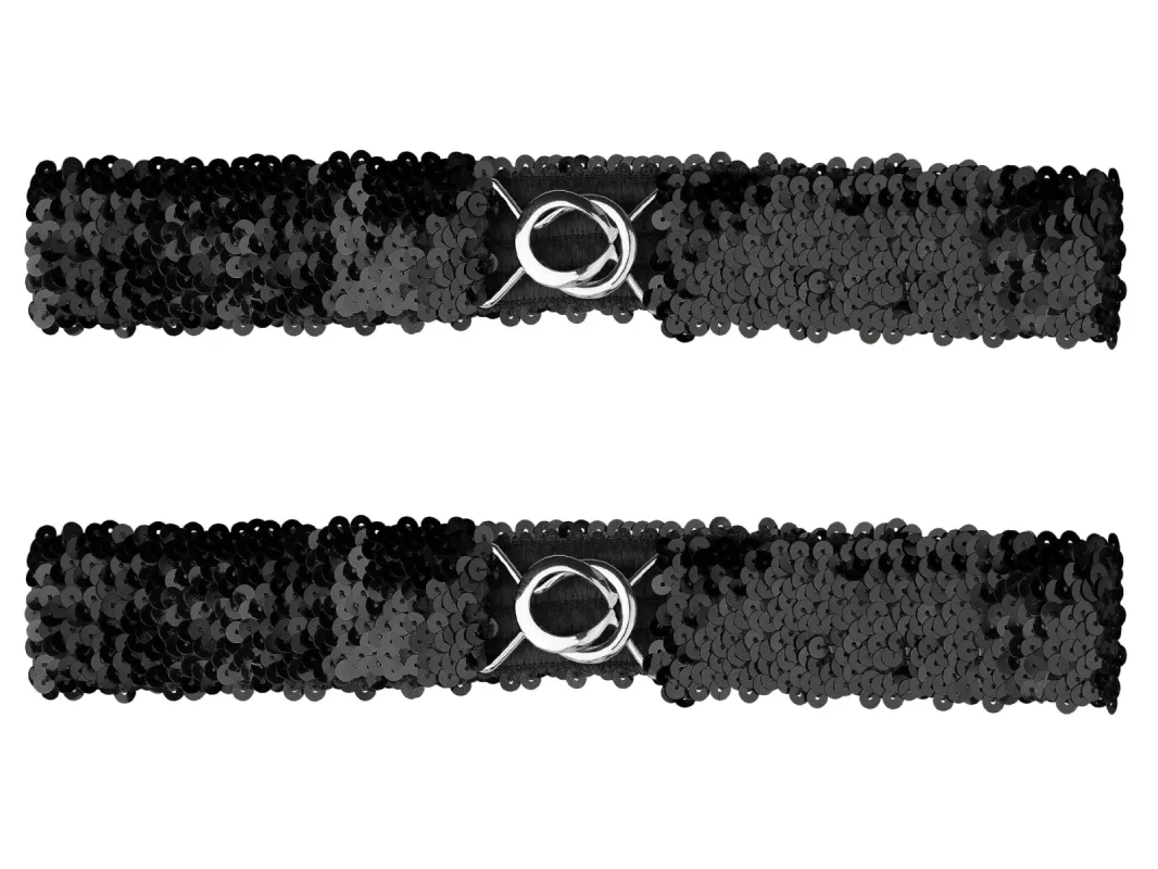 Womens Skinny Elastic Waist Belts Sequins Decor Stretchy Belts for Dresses 2PCS sold by Allegra K