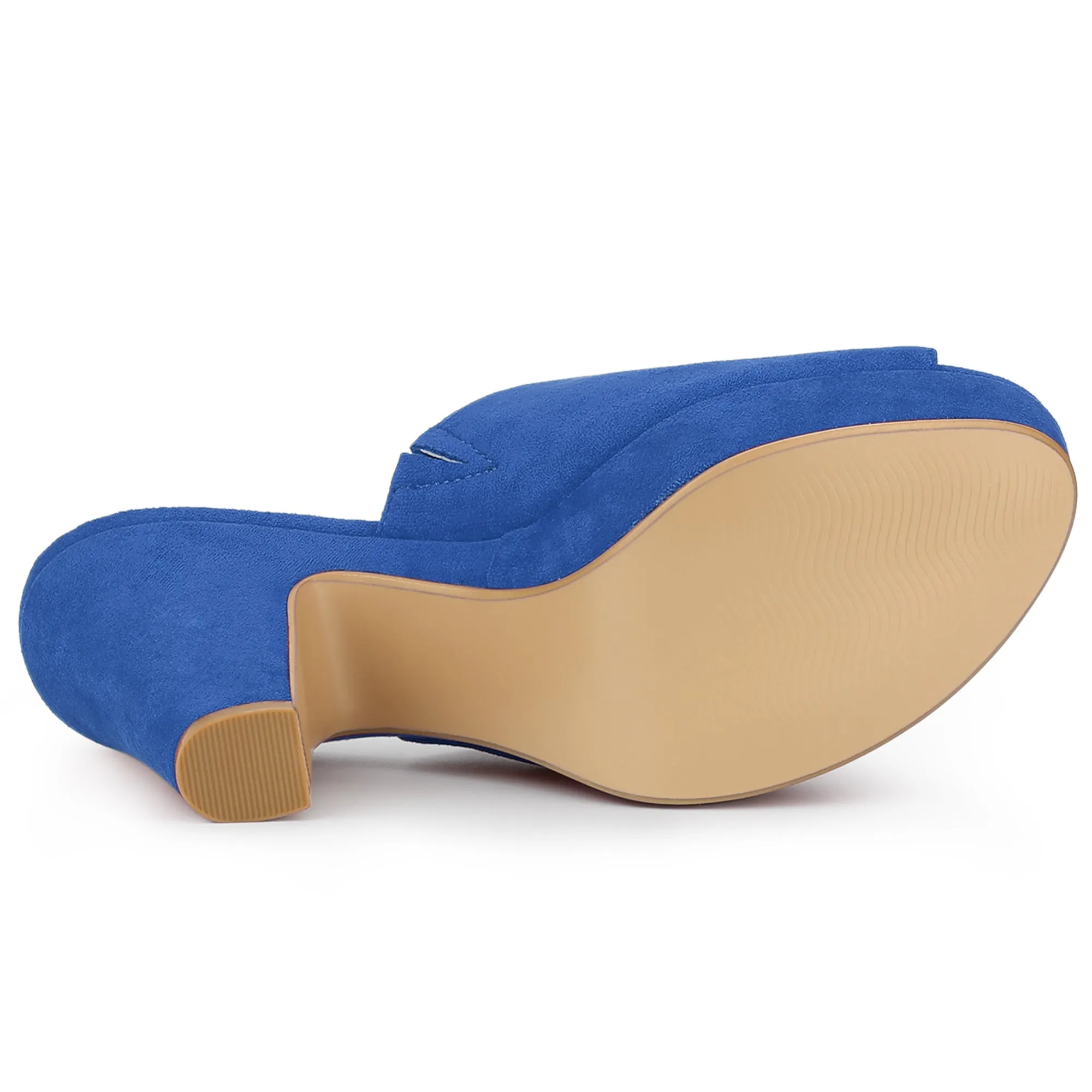 Faux Suede Open Toe Platform Chunky Heel Slide Sandals sold by Allegra K product image thumbnail 5