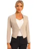 Solid Color Collarless Cropped Office Blazer Jacket sold by Allegra K