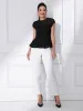 Crochet Peplum Floral Mock Neck Cap Sleeve Lace Blouse sold by Allegra K