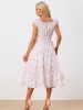 Floral Square Neck Elastic Waist Flare Midi Dress sold by Allegra K